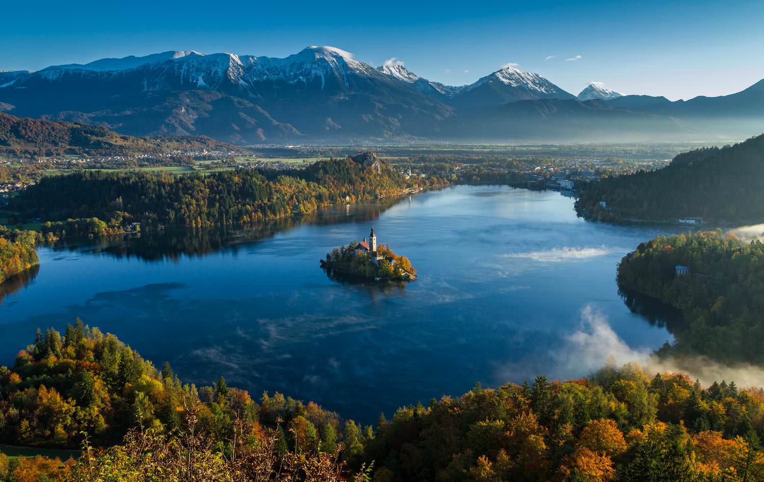 An idyllic lake landscape mountains